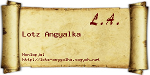 Lotz Angyalka névjegykártya